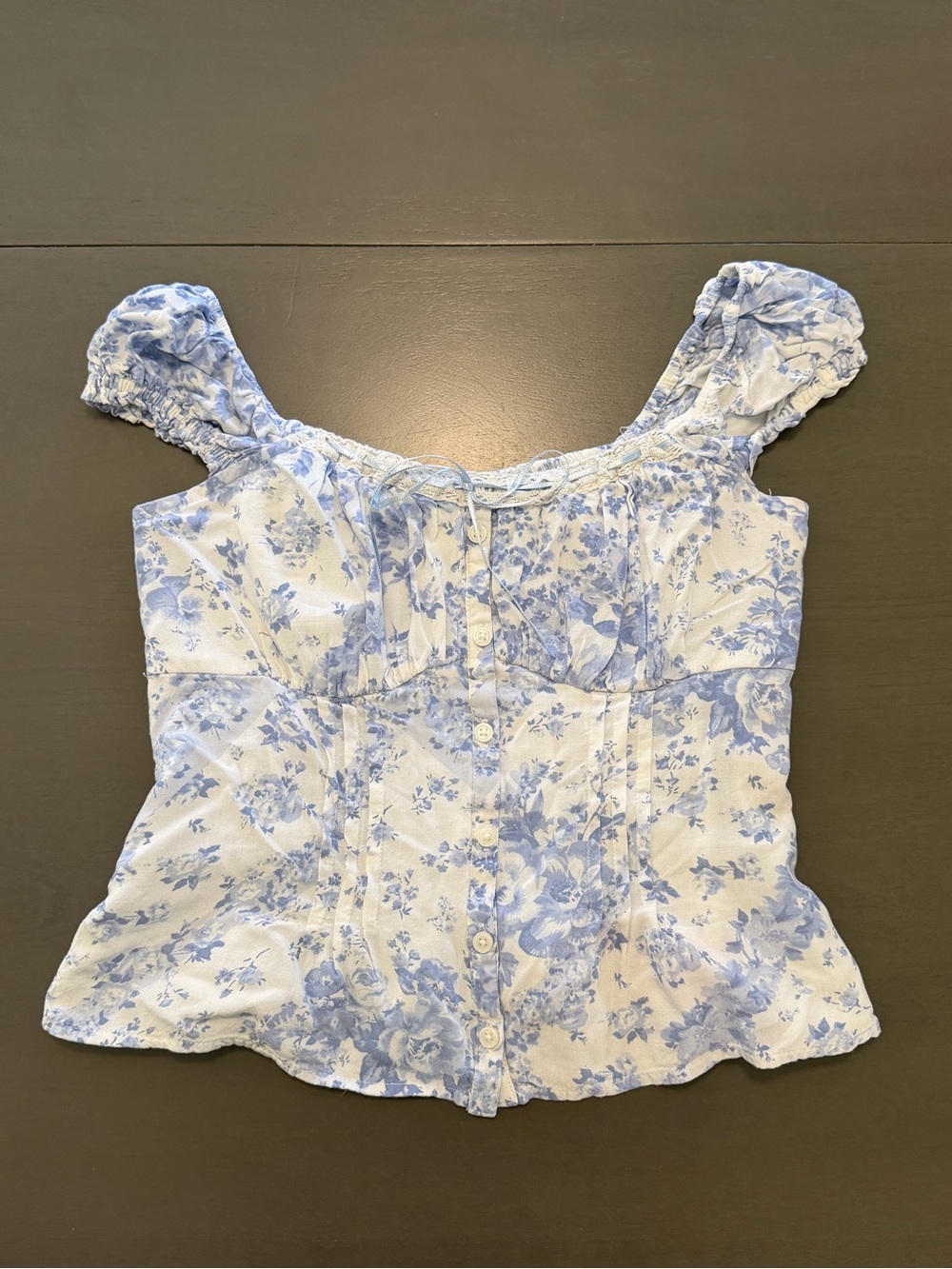 Hollister Women's Blue Off-the-shoulder Pintuck Blouse - NWOT - Size Small